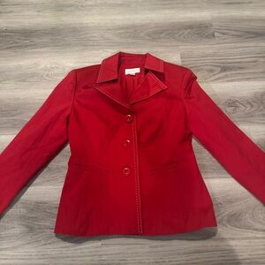 Conrad C Collection Size 6 Red 3-button Blazer With White Stitching
